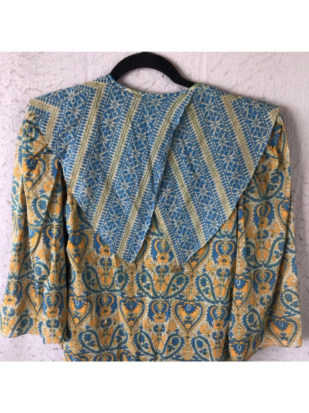 Vintage Fairy Grunge Top Womens S Blue Paisley Coin Trim Boho Festival Statement - Picture 13 of 16